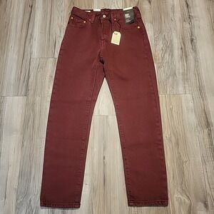 Levi's 501 Original  Premium Jeans Mens 27x28 Moroon Straight Cropped Denim  NEW